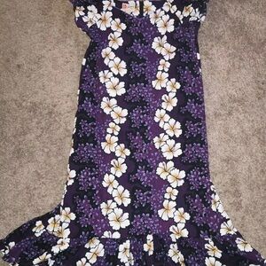 Hilo Hattie Purple and White Floral Kids Dress